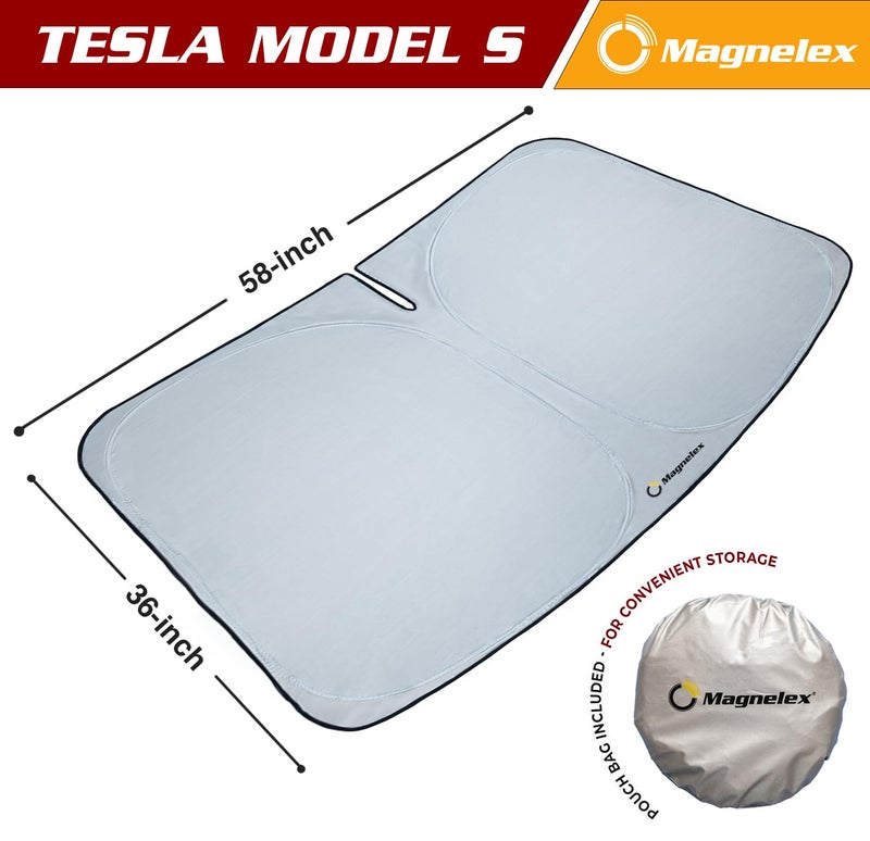 Magnelex Tesla Windshield Sunshade for Model S | Reflective 240T Material Car Sun Visor with Mirror Cut-Out. Tesla Model S Sunshade | Foldable Sun Shield for Sun Heat and UV Protection - Image 3