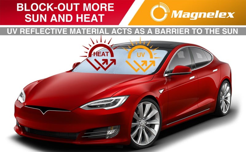 Magnelex Tesla Windshield Sunshade for Model S | Reflective 240T Material Car Sun Visor with Mirror Cut-Out. Tesla Model S Sunshade | Foldable Sun Shield for Sun Heat and UV Protection - Image 4