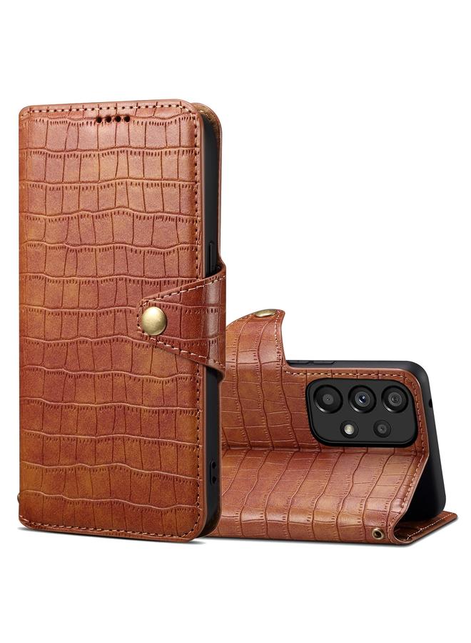 The Bros Case For Samsung Galaxy A23 5G Crocodile Texture Oil Edge Leather Phone Case