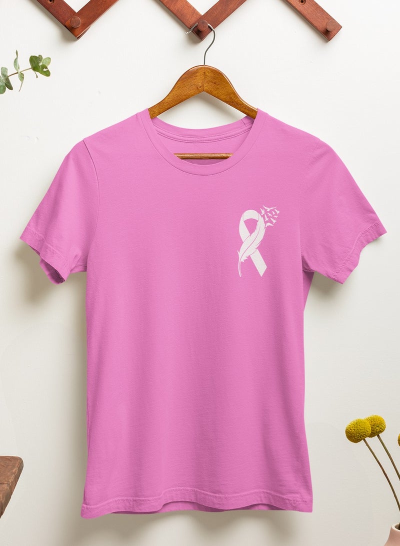 ZOOM تي شيرت بشعار شريط الوردي لسرطان الثدي للرجال والنساء البالغين