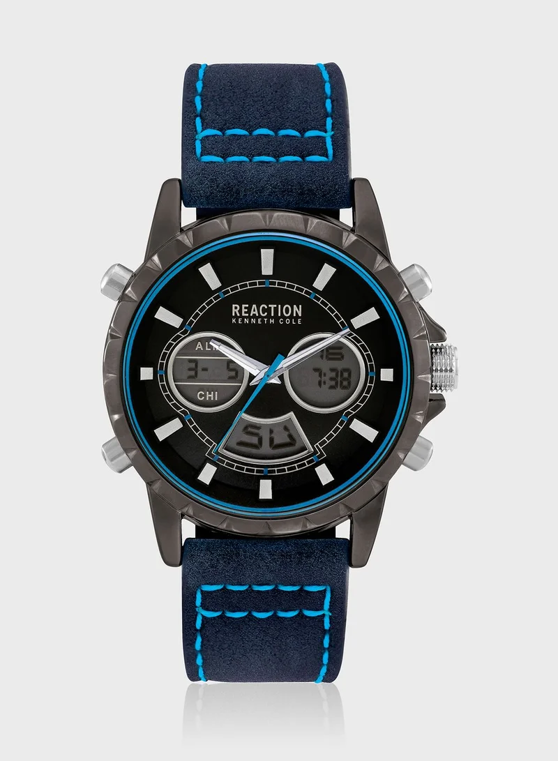 Kenneth Cole Blue Leather Strap Analog Watch