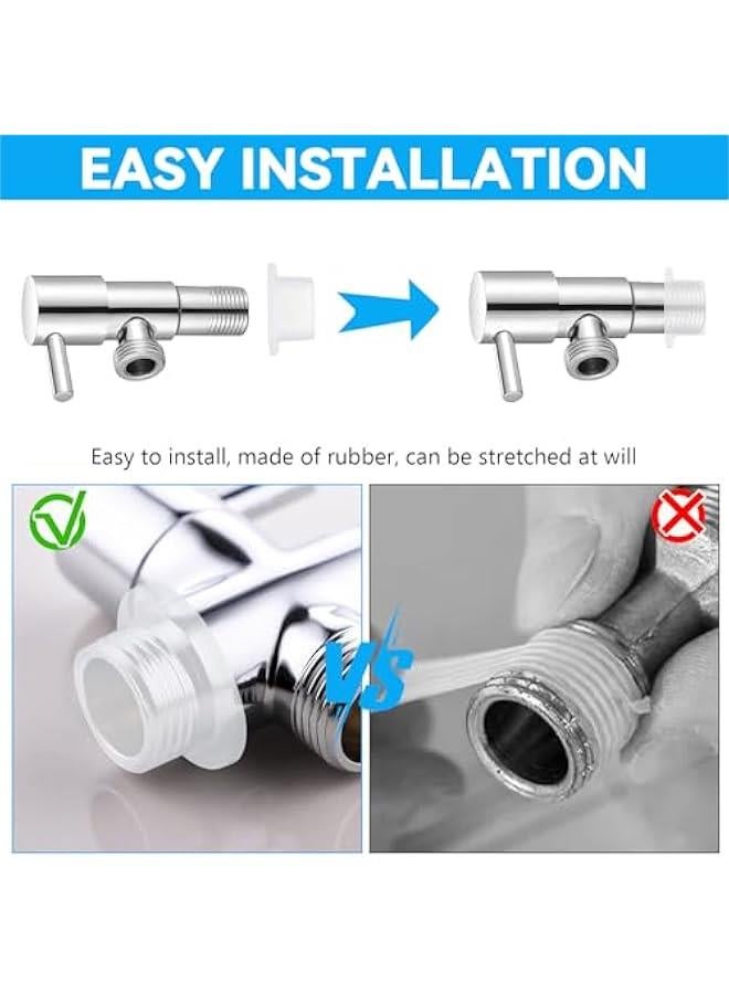 Faucet Leak-Proof Sealing Gasket, 16PCS Silicone Washer Rubber Gasket Ring Faucet Triangle Valve Plug Cover to Prevent Leakage and Dripping for Faucet Hose Shower Heads Water Pipe(White)  - Image 2