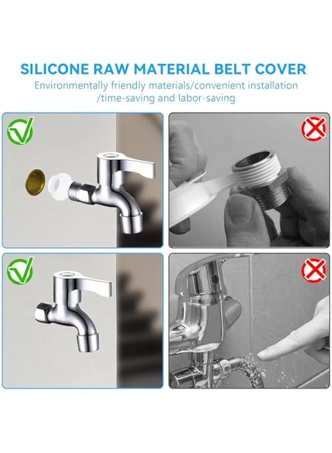 Faucet Leak-Proof Sealing Gasket, 16PCS Silicone Washer Rubber Gasket Ring Faucet Triangle Valve Plug Cover to Prevent Leakage and Dripping for Faucet Hose Shower Heads Water Pipe(White)  - Image 3