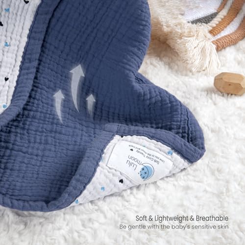 Lulu moon lulumoon Muslin Baby Blanket - Cotton Quilt Blankets for Toddlers - Reversible Nursery Crib Blanket for Baby Boys and Girls 47"x47"(Blue) - Image 4