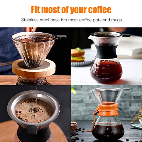 MEICHU Pour Over Coffee Filter 2PCS, Stainless Steel Coffee Filter, Paperless Reusable Cone Coffee Dripper - Image 3