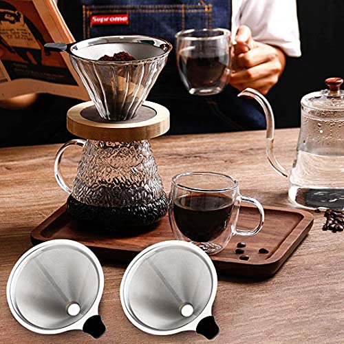 MEICHU Pour Over Coffee Filter 2PCS, Stainless Steel Coffee Filter, Paperless Reusable Cone Coffee Dripper - Image 5