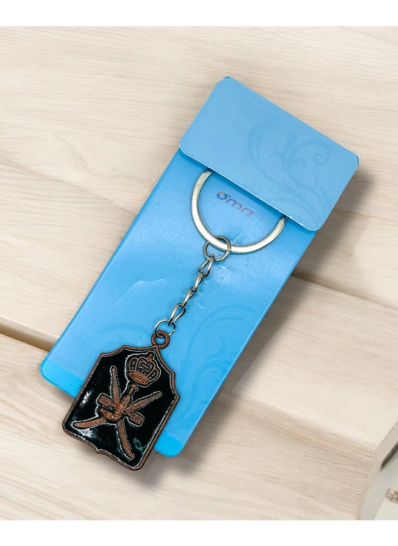MARIO DRAFTS Mario Drafts Royal Crown and Crossed Swords Metal Keychain, Black and Copper Design, Silver Chain  - Image 2