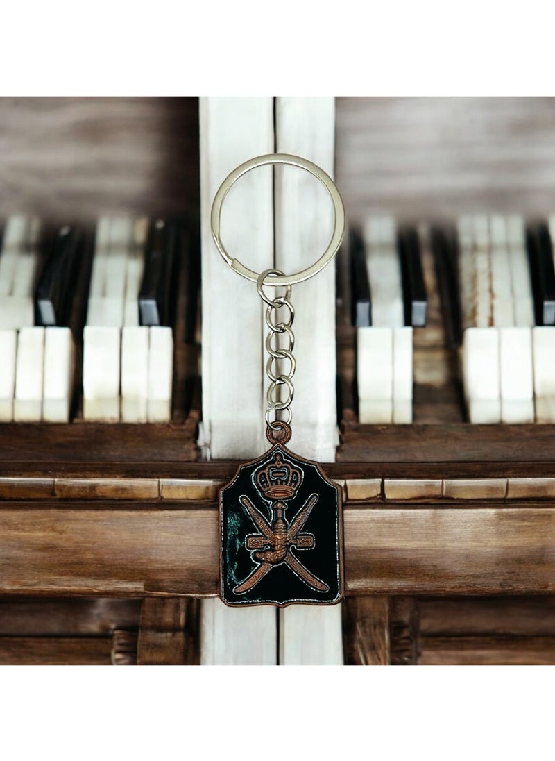 MARIO DRAFTS Mario Drafts Royal Crown and Crossed Swords Metal Keychain, Black and Copper Design, Silver Chain  - Image 3