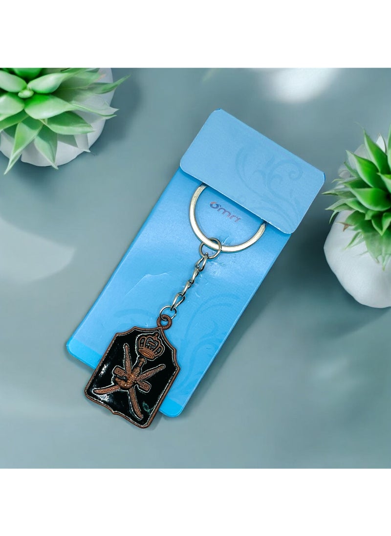 MARIO DRAFTS Mario Drafts Royal Crown and Crossed Swords Metal Keychain, Black and Copper Design, Silver Chain  - Image 4
