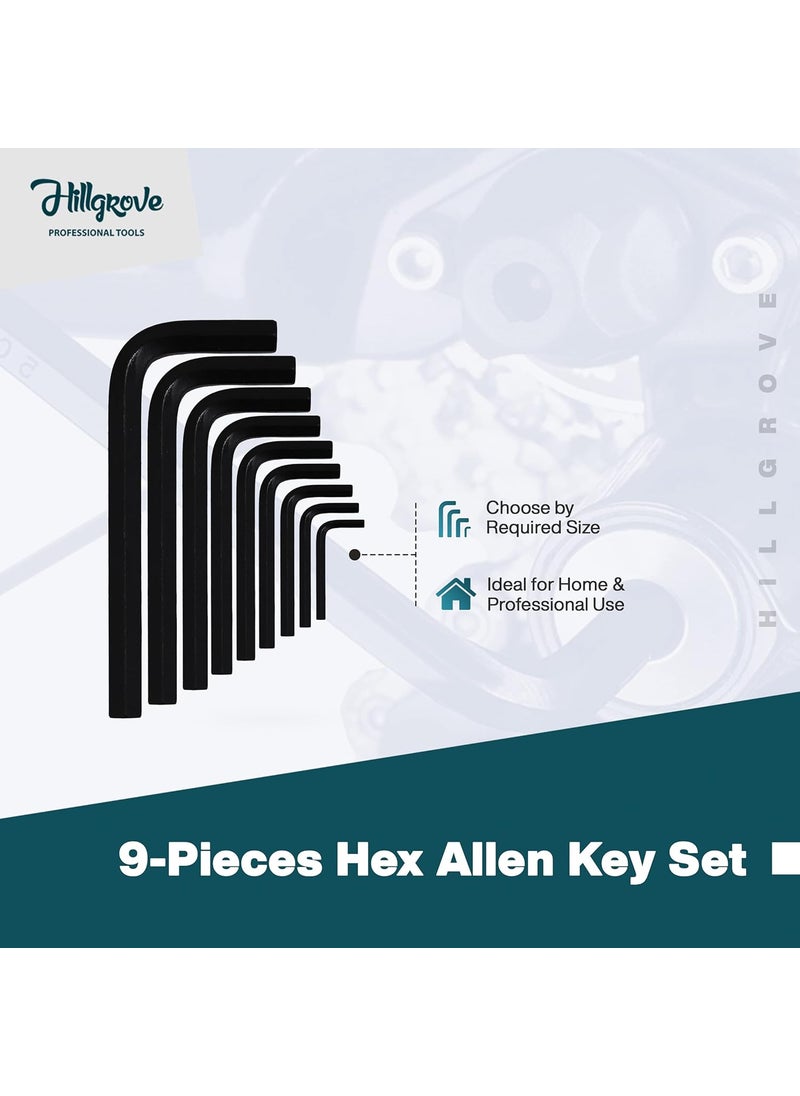 Hillgrove Hillgrove HGCM12M1 9 Pieces Full Hex Allen Key Kit with 8Inch Adjustable Wrench And Combinational Plier Bolt Spanner Goti Wrench L Shape Repair Tool Set for BikeBicycleCycleGuitar Allen Key Set  - Image 2