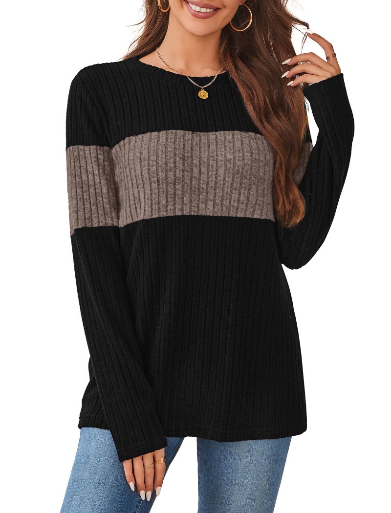 WIHOLL Fall Sweaters for Women Trendy Long Sleeve Tunic Tops for Leggings Womens Early Fall Fashion Outfits 2025 School Outfits for Teachers Shirts Coffee M - Image 3