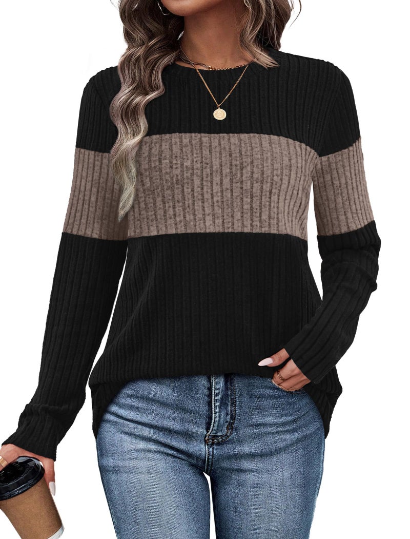 WIHOLL Fall Sweaters for Women Trendy Long Sleeve Tunic Tops for Leggings Womens Early Fall Fashion Outfits 2025 School Outfits for Teachers Shirts Coffee M - Image 1