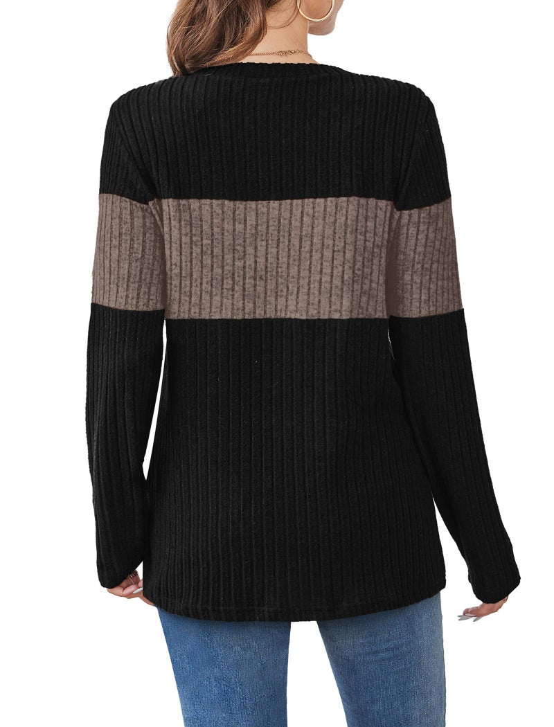 WIHOLL Fall Sweaters for Women Trendy Long Sleeve Tunic Tops for Leggings Womens Early Fall Fashion Outfits 2025 School Outfits for Teachers Shirts Coffee M - Image 4