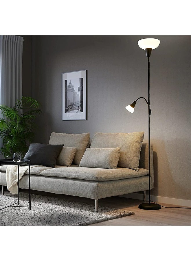 Arabest Floor Lamp,Modern Design Standing Lamp, White Lampshade,Tall Lamp,Suitable for Living Room/Bedroom/Study/Office Metal And Plastic Black 13x29 cm 40 Watt  - Image 1