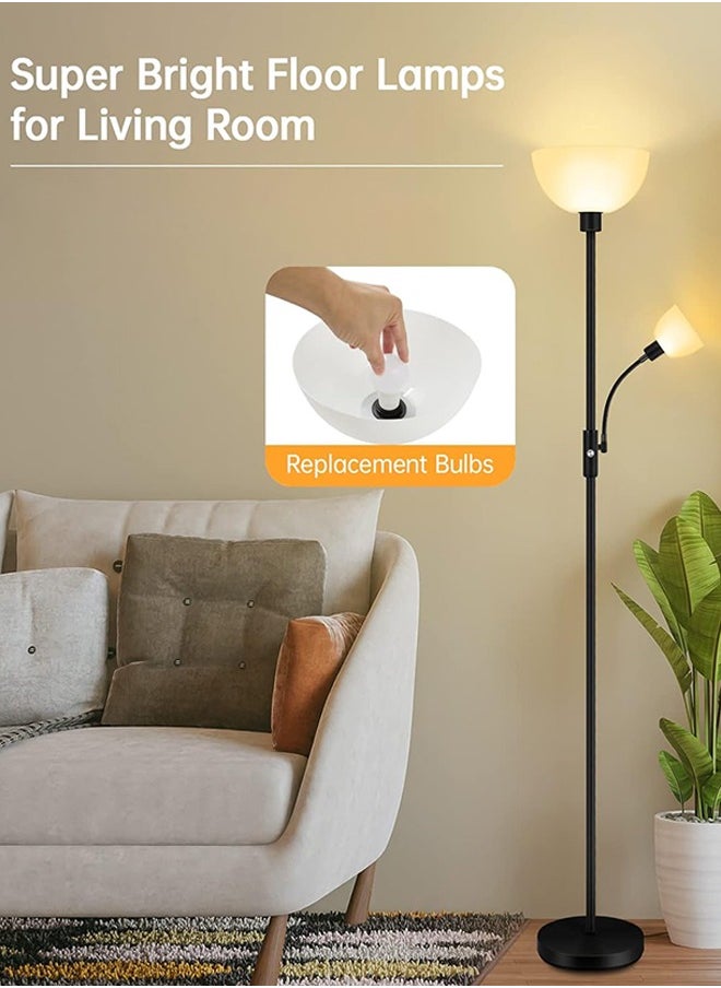 Arabest Floor Lamp,Modern Design Standing Lamp, White Lampshade,Tall Lamp,Suitable for Living Room/Bedroom/Study/Office Metal And Plastic Black 13x29 cm 40 Watt  - Image 4