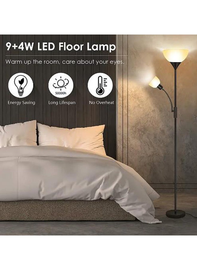Arabest Floor Lamp,Modern Design Standing Lamp, White Lampshade,Tall Lamp,Suitable for Living Room/Bedroom/Study/Office Metal And Plastic Black 13x29 cm 40 Watt  - Image 2