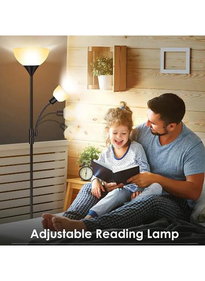 Arabest Floor Lamp,Modern Design Standing Lamp, White Lampshade,Tall Lamp,Suitable for Living Room/Bedroom/Study/Office Metal And Plastic Black 13x29 cm 40 Watt  - Image 3