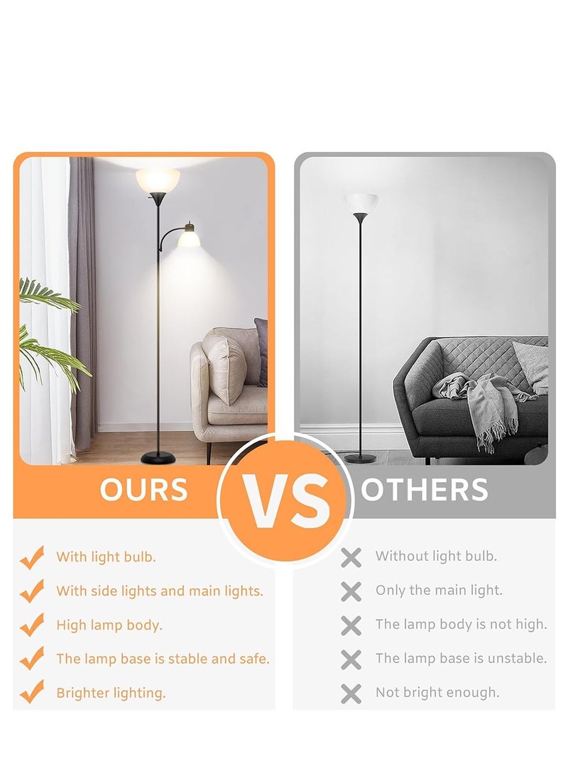 Arabest Floor Lamp,Modern Design Standing Lamp, White Lampshade,Tall Lamp,Suitable for Living Room/Bedroom/Study/Office Metal And Plastic Black 13x29 cm 40 Watt  - Image 5