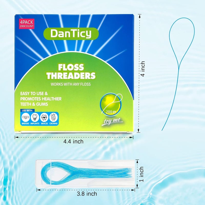 DanTicy Floss Threaders - 200 Count (4 Pack) for Braces, Bridges, and Implants - Image 2