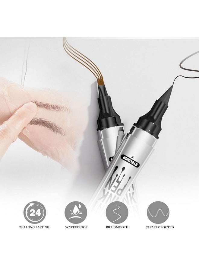 PAINISTIC Microblading Eyebrow Pen - Eyebrow Pencil Magical 2-in-1 Dual-Ended Brow Pencils with 4-Fork-Tip & Precise Brush-Tip, Create Natural Hair-Like Brows & Eyeliner for Women, Last All-Day (Light Brown)  - Image 4