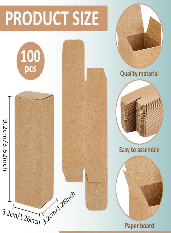 BENECREAT 100PCS Paper Gift Box, 1.26x1.26x3.62inch Rectangular Cardboard Box for Party Favors, Tan Kraft Box for Essential Oil Bottles Birthday Wedding - Image 2