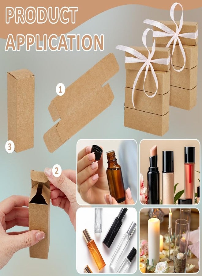 BENECREAT 100PCS Paper Gift Box, 1.26x1.26x3.62inch Rectangular Cardboard Box for Party Favors, Tan Kraft Box for Essential Oil Bottles Birthday Wedding - Image 5