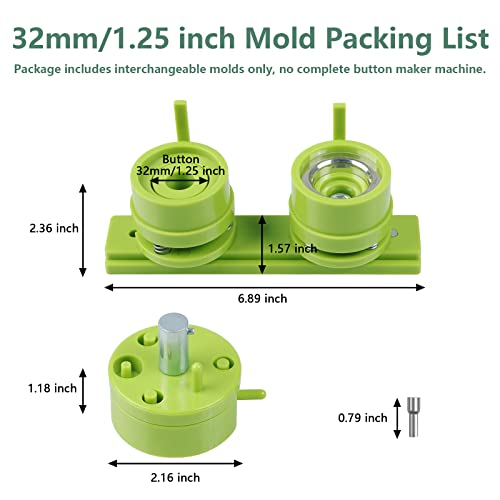 Happizza 1.25 inch/32mm Button Mold, Interchangeable Die Mold for Slide Rail Button Maker Machine, 1 Piece - Image 2