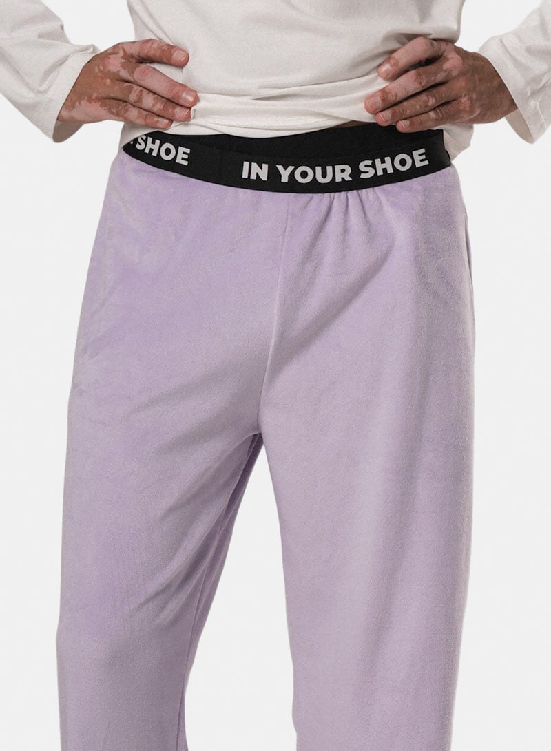 In Your Shoe Purple Plain Fluffy Pyjama Pants - Image 1