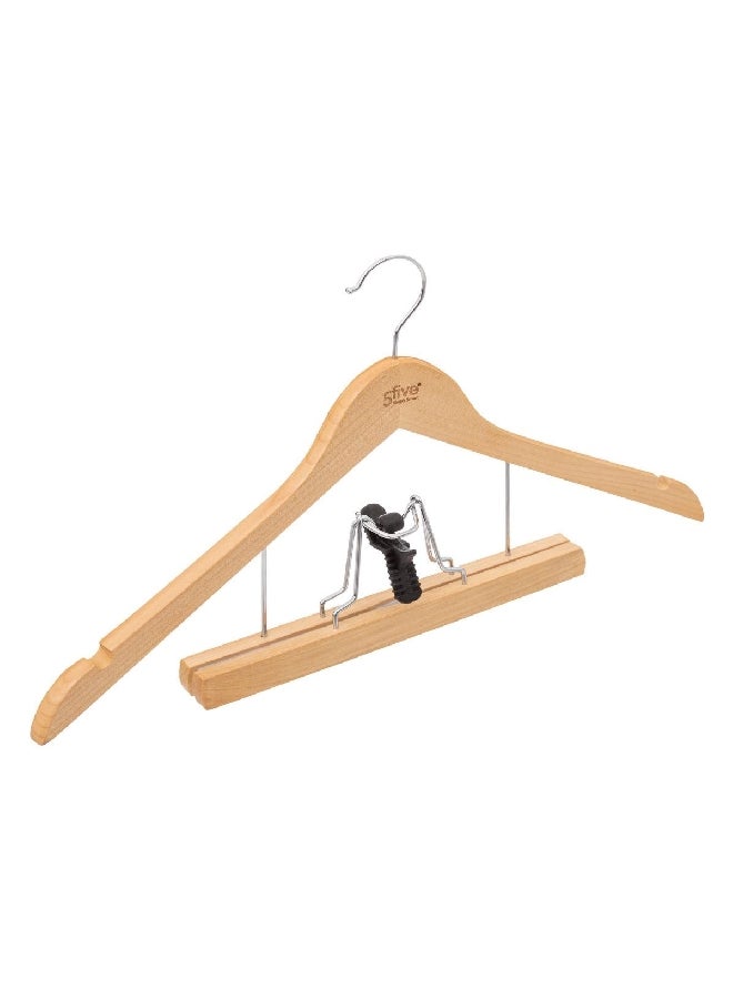 Five Simply Smart Durable High Quality Wooden Suit Hanger Beige and Silver 24 x 44.5 x 1.25 cm 193475 - Image 1