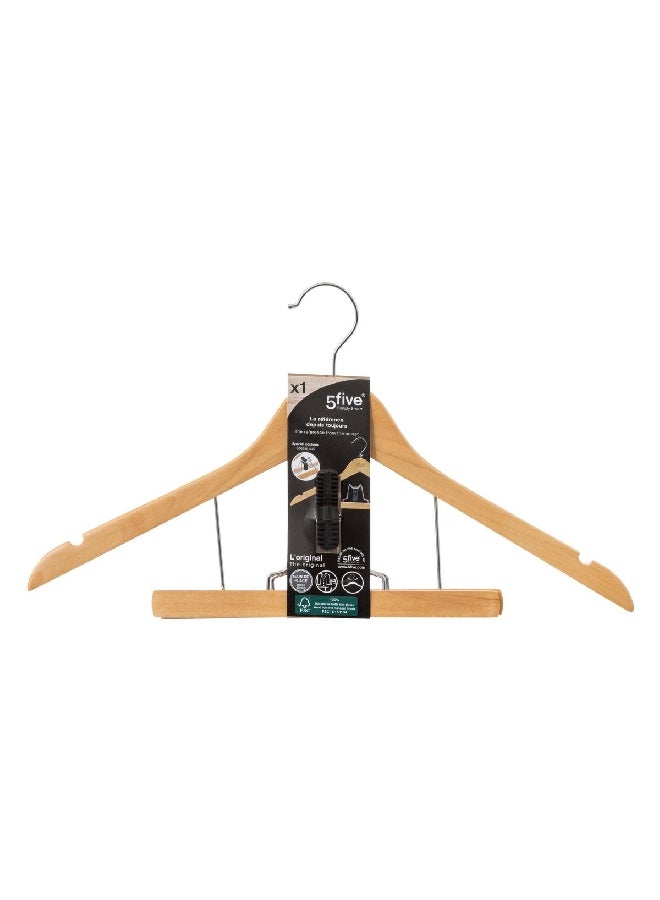 Five Simply Smart Durable High Quality Wooden Suit Hanger Beige and Silver 24 x 44.5 x 1.25 cm 193475 - Image 3
