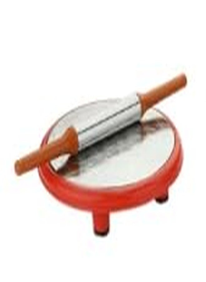 Trendmad Plastic & Stainless Steel Chapathi Rolling Board with Roller for Making Chapathis/Parotas/Pizza and Bread Polpat Multicolour - Image 1