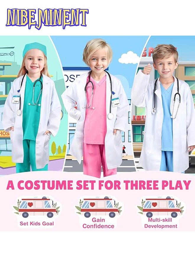 NIBEMINENT GIFTINBOX Doctor Costume for Kids Doctor Lab Coat for Kids Real Stethoscope, Girls Halloween Costumes for Kids age 3-11 - Image 3