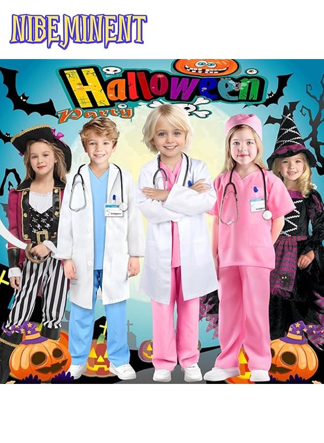 NIBEMINENT GIFTINBOX Doctor Costume for Kids Doctor Lab Coat for Kids Real Stethoscope, Girls Halloween Costumes for Kids age 3-11 - Image 2