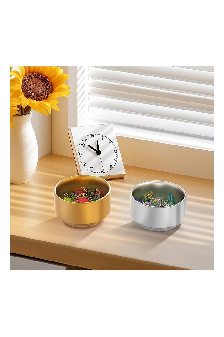 Paper Clip Holder, Paperclip Holders for Desk, Paper Clip Dispenser Organizer for Holding Small Parts Office Accessories, Binder Clip Holder Bowls, Paper Clips And Binder Clips Holder - Image 5