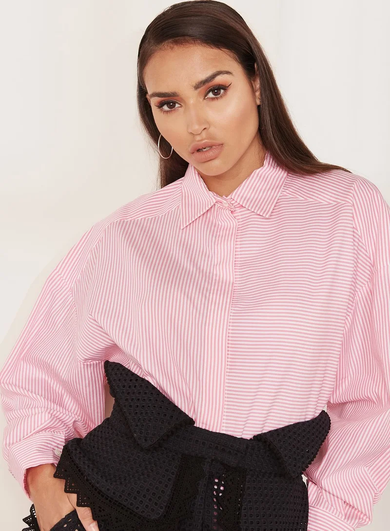 Striped Corset Waist Shirt