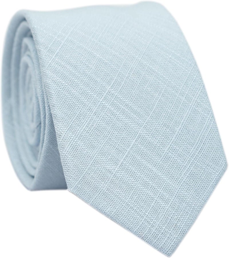 BELLUNO Men's Skinny Ties, Cotton Linen Blend 2.5 inch Solid Neckties - Image 1