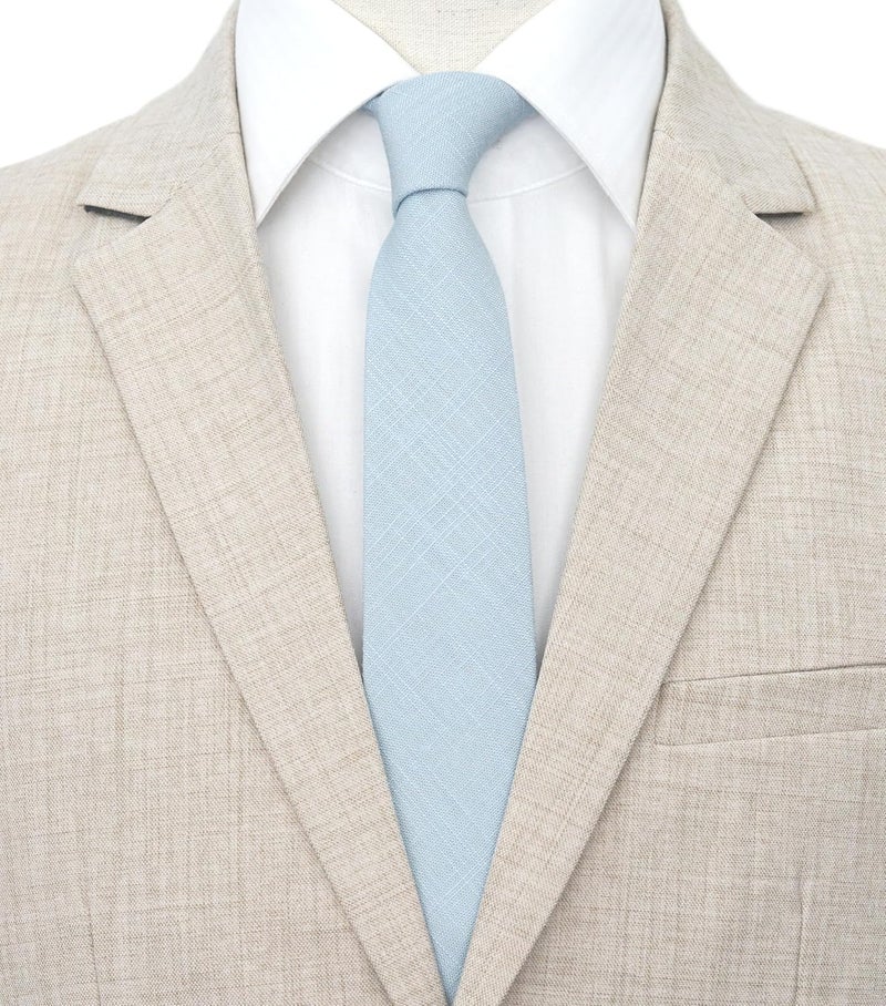 BELLUNO Men's Skinny Ties, Cotton Linen Blend 2.5 inch Solid Neckties - Image 2