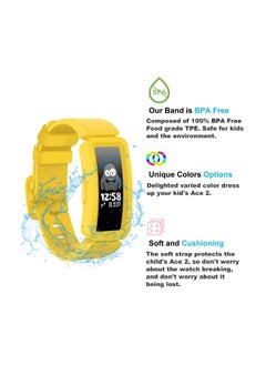 SYOSI Strap for Fitbit Ace 2, Soft Silicone Waterproof Bracelet Accessories, Replaceable Sport Fitness Watch Bands Wristbands for Fitbit Ace 2 for Kids Boys Girls, 1 Pcs, Yellow  - Image 2
