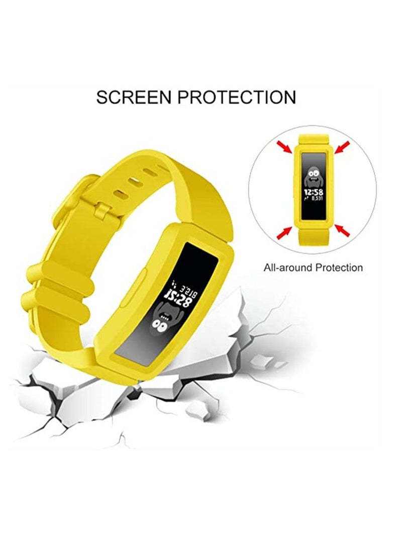 SYOSI - Strap for Fitbit Ace 2, Soft Silicone Waterproof Bracelet Accessories, Replaceable Sport Fitness Watch Bands Wristbands for Fitbit Ace 2 for Kids Boys Girls, 1 Pcs, Yellow - Image 1