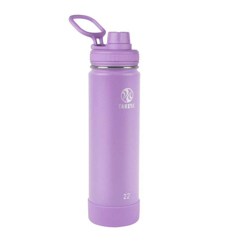 Takeya Actives Water Bottle with Spout Lid  Bottle with Double Stainless Steel Insulation  Dishwasher Safe  BPAFree  Bottle with Spout Lid  Removable Bumper  22 oz Lilac
