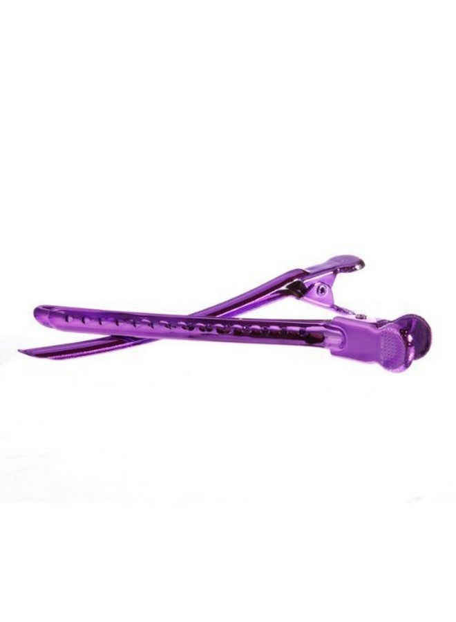 AKOAK 12 Pcs/Pack Professional Hairdressing Salon Hair Styling Stainless Steel Hairdressing Duck Bill Alligator Clips Fashion Styling Tools(Purple) - Image 2