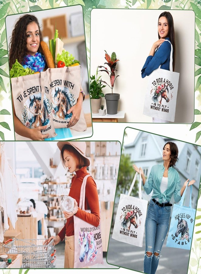 SilTriangle 12 Pcs Horse Gifts for Women Girls Horses Bags Canvas Tote Stuff for Women Moms Daughters Sisters Equestrian Lovers Birthday Gifts - Image 2
