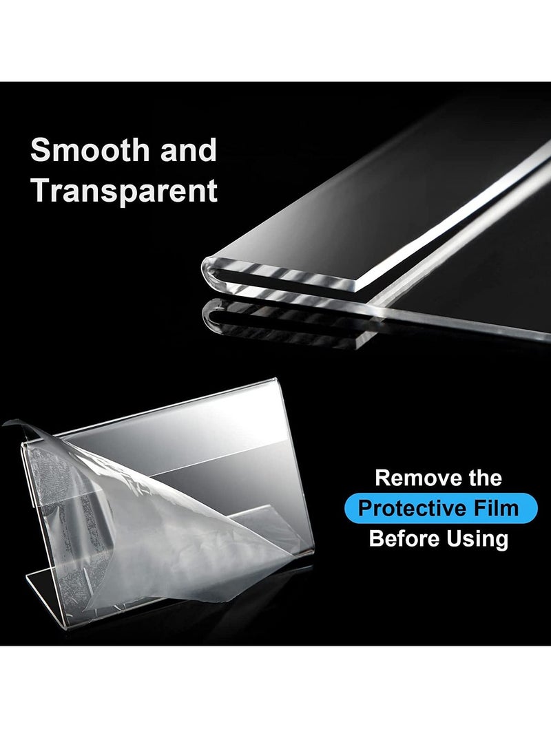 SYOSI Acrylic Sign Holder Clear Tabletop Plastic Menu Display Slant Back Holders 2.4*3.5 Inches Horizontal Stand for Office Store 5 Pack - Image 2