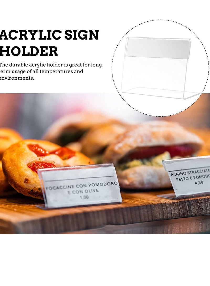 SYOSI Acrylic Sign Holder Clear Tabletop Plastic Menu Display Slant Back Holders 2.4*3.5 Inches Horizontal Stand for Office Store 5 Pack - Image 4