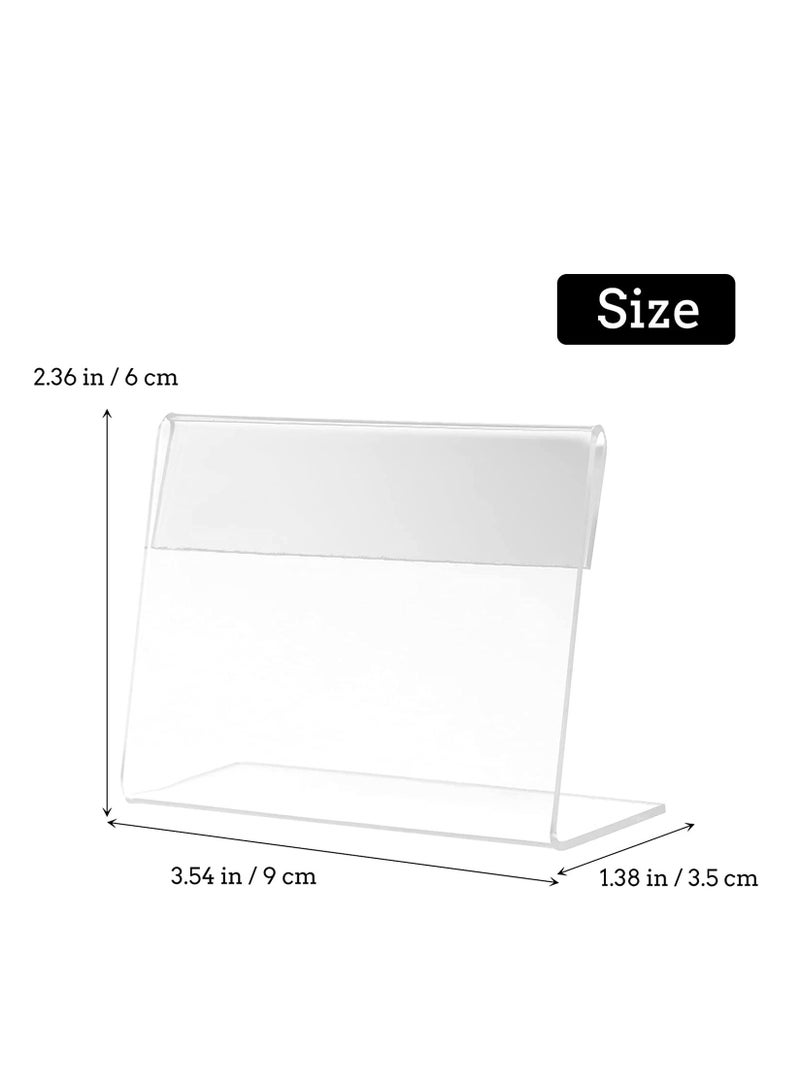 SYOSI Acrylic Sign Holder Clear Tabletop Plastic Menu Display Slant Back Holders 2.4*3.5 Inches Horizontal Stand for Office Store 5 Pack - Image 3