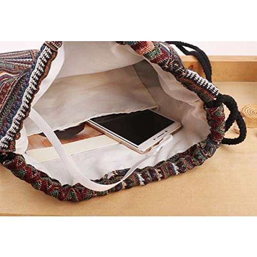 Lobagve Van Caro Bohemian Drawstring Backpack Light Cinch Bag Gym Sack String Bag (Color 2) - Image 4