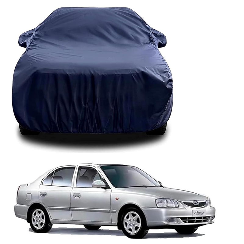 sulfar 100% Water Resistant Car Body Cover Compatible with Mirror for Hyundai Accent (Triple Stitched, Full Bottom Elastic, Navy Blue) - Image 1