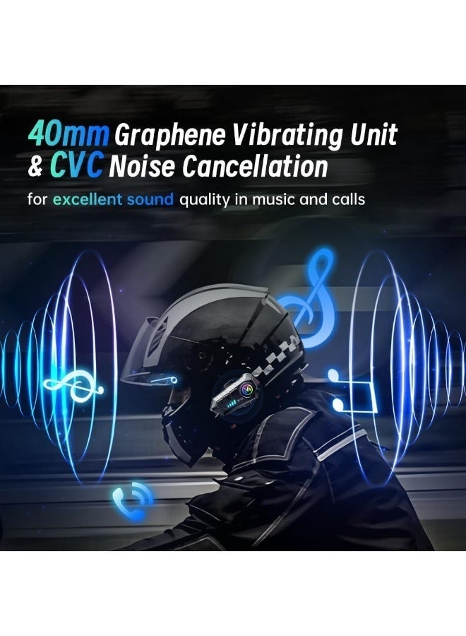 Arabest Motorcycle Helmet Headset, V5.3 Bluetooth Speakers with Music Sharing, Noise Cancellation Helmet Headphone with Strong Bass, IPX6 Waterproof Headphone - Image 2