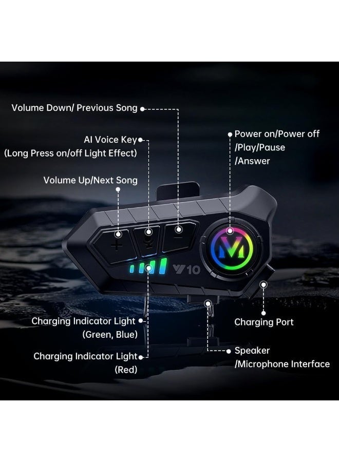 Arabest Motorcycle Helmet Headset, V5.3 Bluetooth Speakers with Music Sharing, Noise Cancellation Helmet Headphone with Strong Bass, IPX6 Waterproof Headphone - Image 5