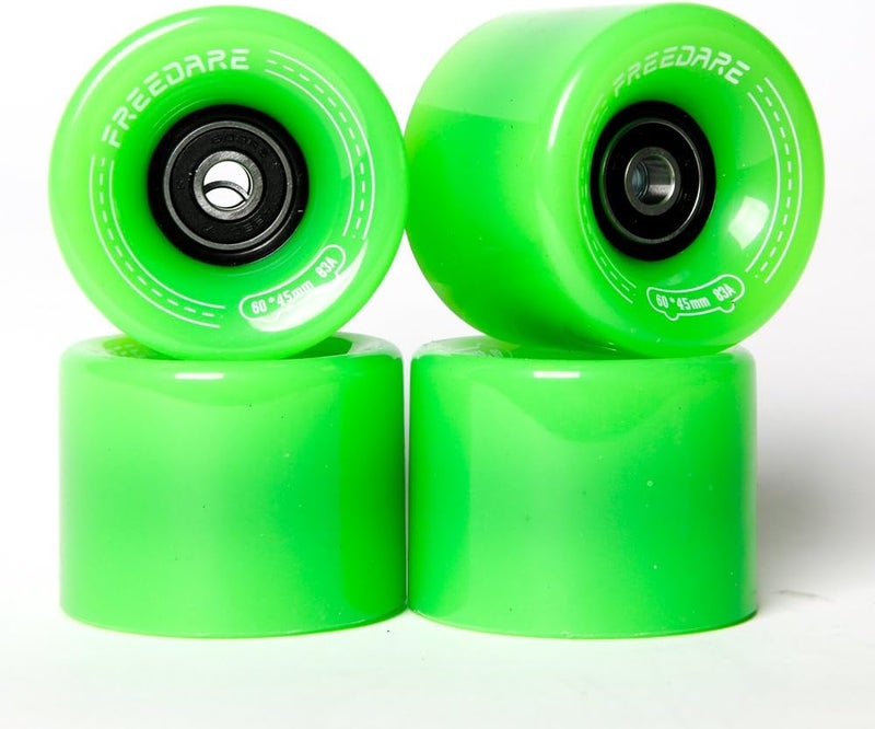 FREEDARE Skateboard Wheels 60mm 83a with Bearings and Spacers(Pack of 4) - Image 1